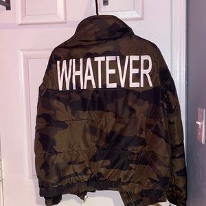 Size small / oversized camouflage graphic jacket